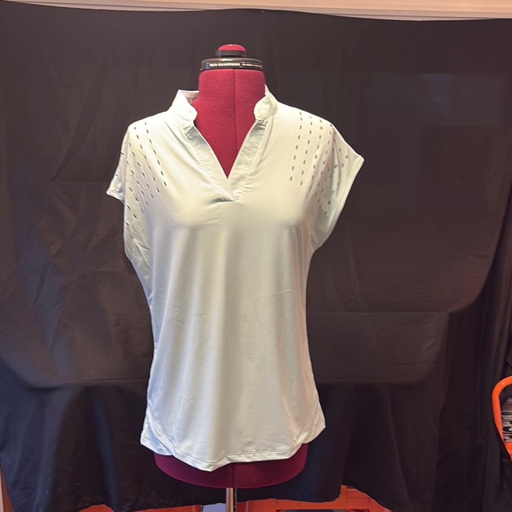 Women's Golf Or Athletic Mint Green Preppy Top with Scalloped Bottom